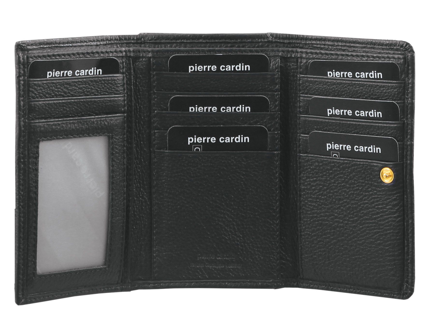 Medium Wallets Pierre Cardin Leather Tri-Fold Wallet Mujer Negras | EXTH-41905