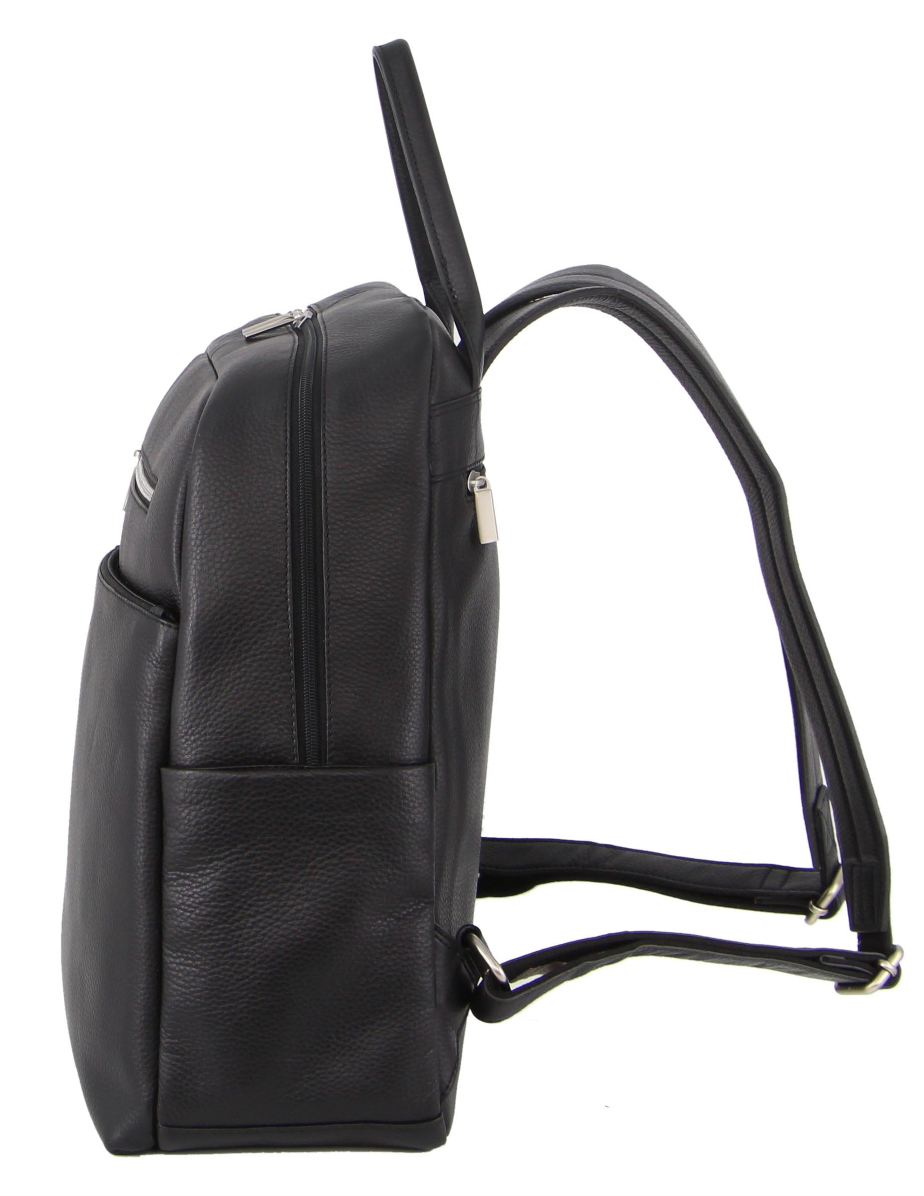 Mochilas Pierre Cardin Leather Laptop Business Backpack Mujer Negras | JGBY-46928