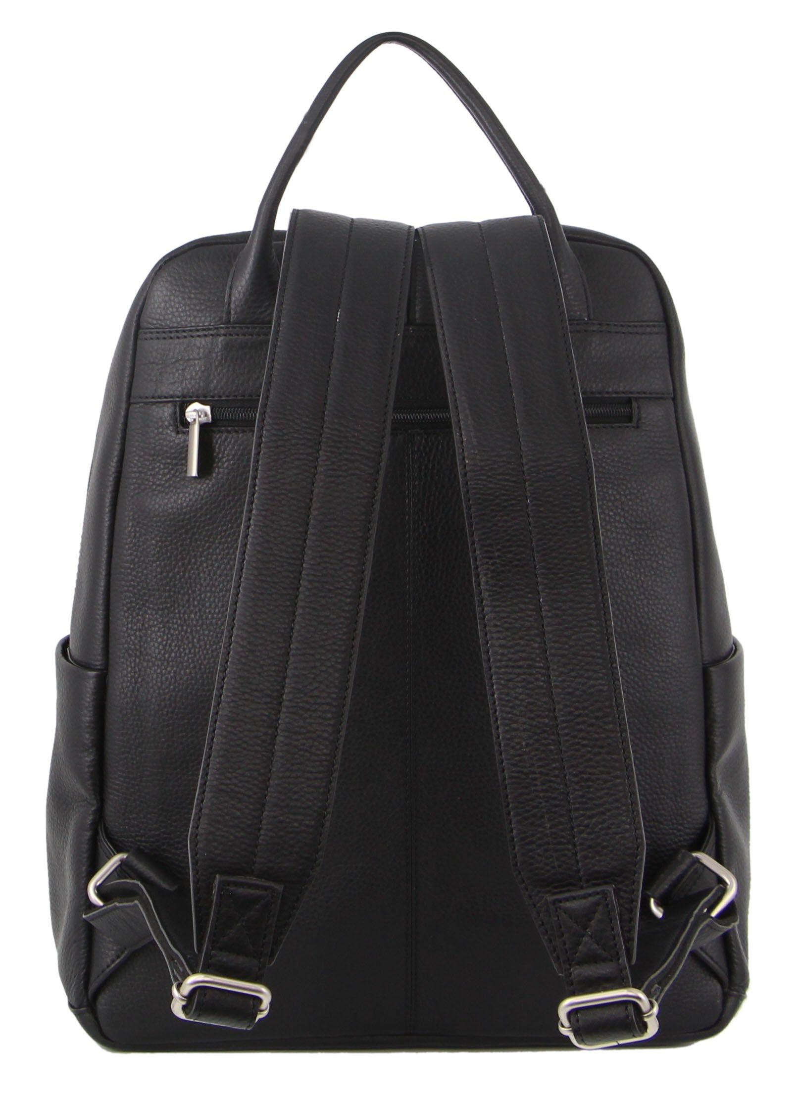 Mochilas Pierre Cardin Leather Laptop Business Backpack Mujer Negras | JGBY-46928