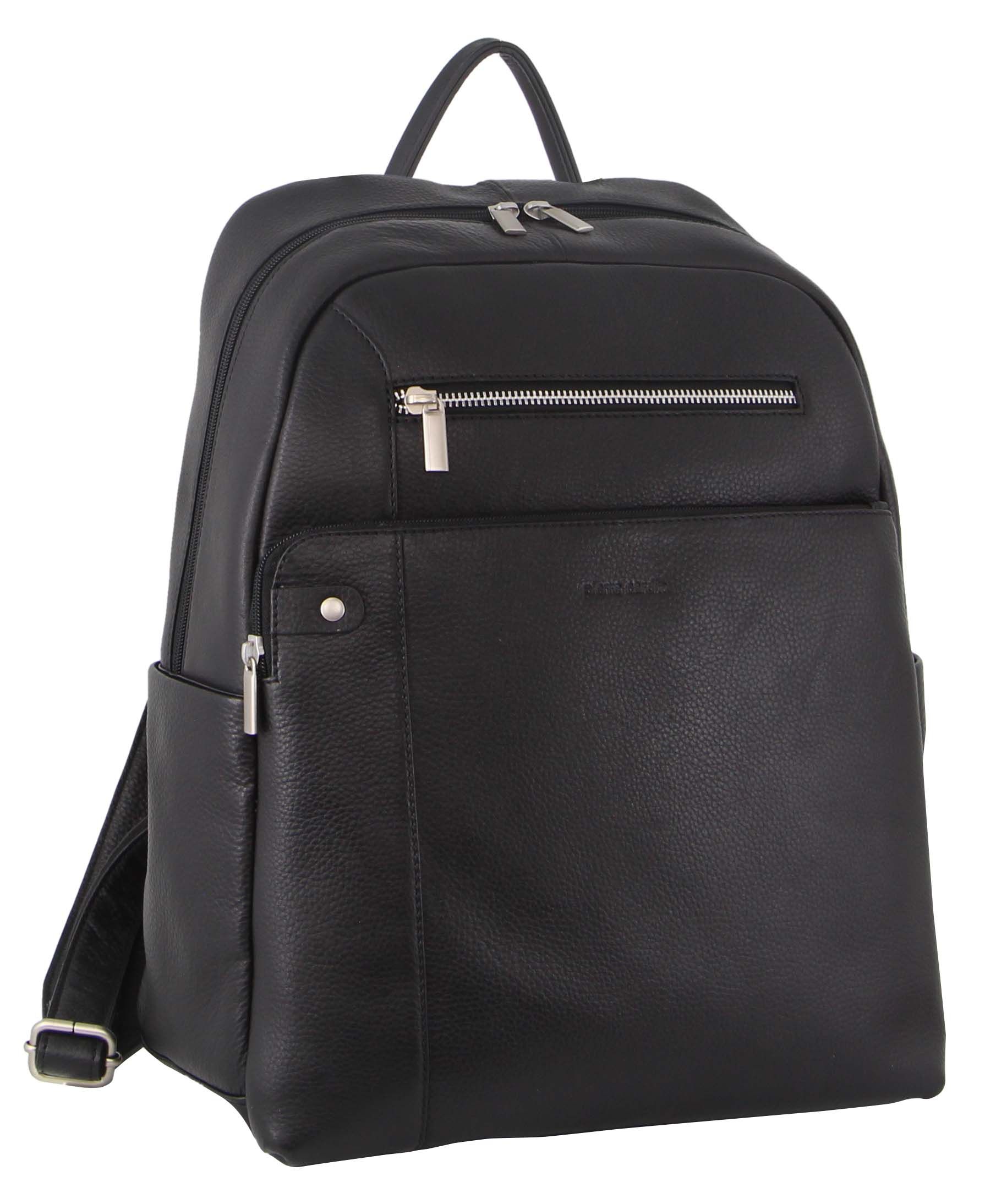 Mochilas Pierre Cardin Leather Laptop Business Backpack Mujer Negras | JGBY-46928