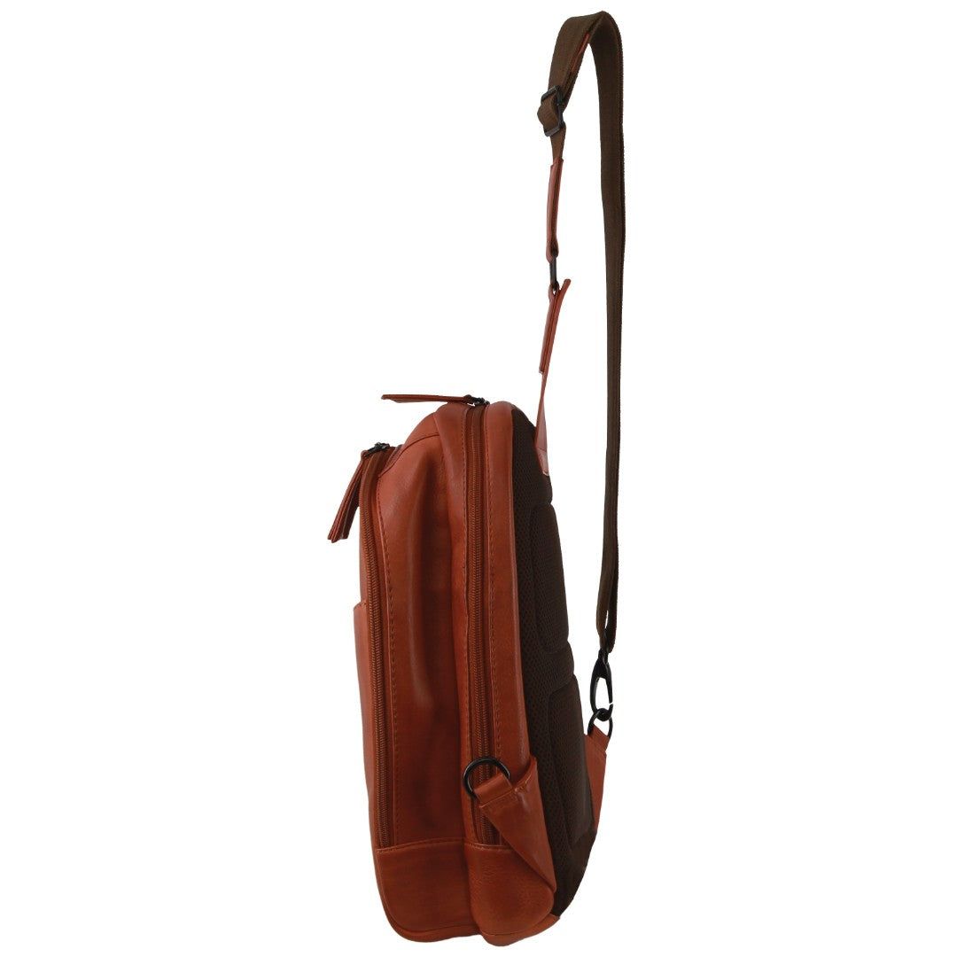 Mochilas Pierre Cardin Leather Sling Bag Hombre Marrones | XRFI-02781