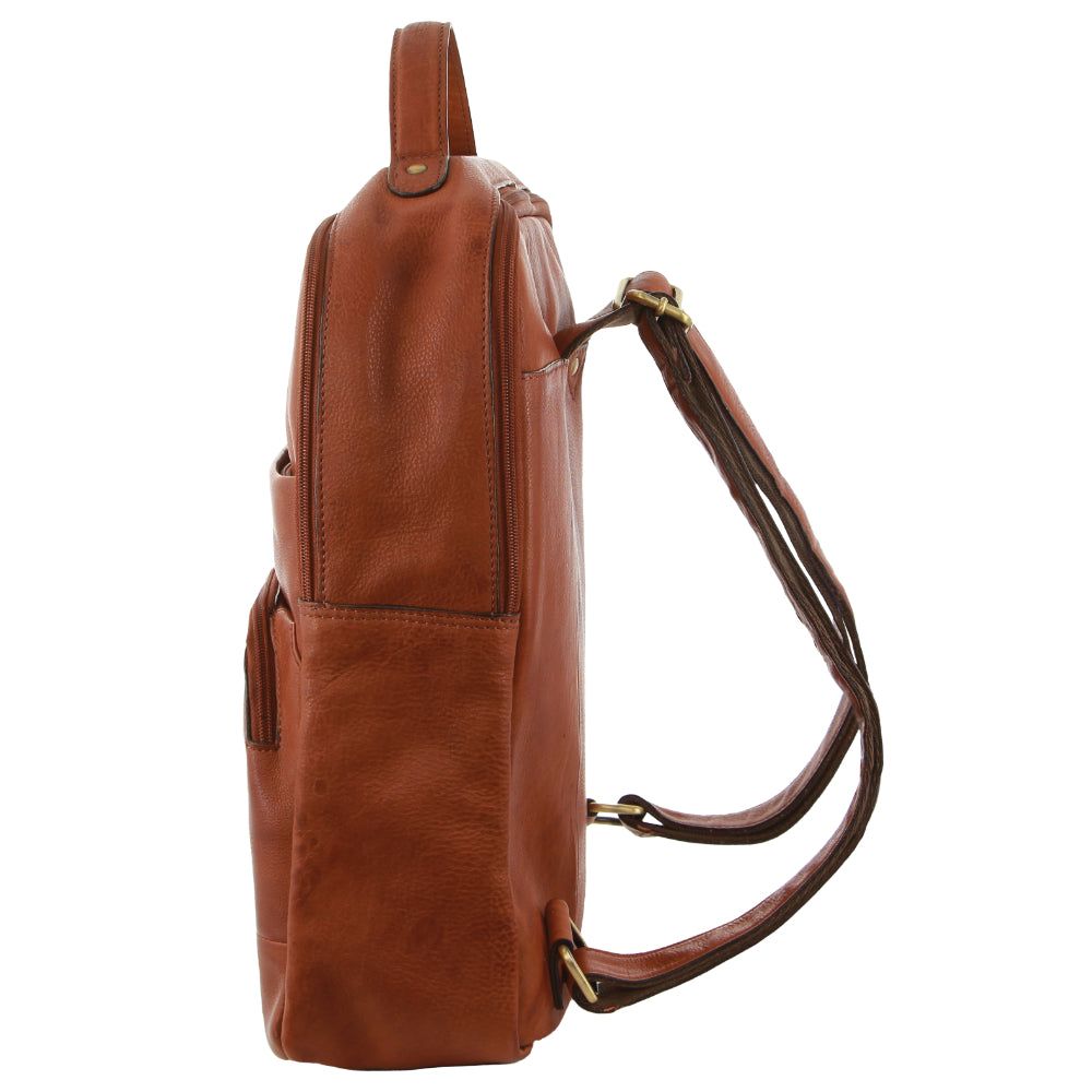 Mochilas Pierre Cardin Rustic Leather Business Backpack Computer Bag Mujer Marrones | DKWY-75210