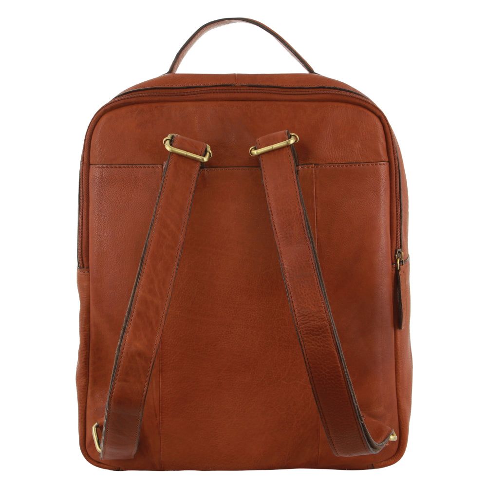 Mochilas Pierre Cardin Rustic Leather Business Backpack Computer Bag Mujer Marrones | DKWY-75210