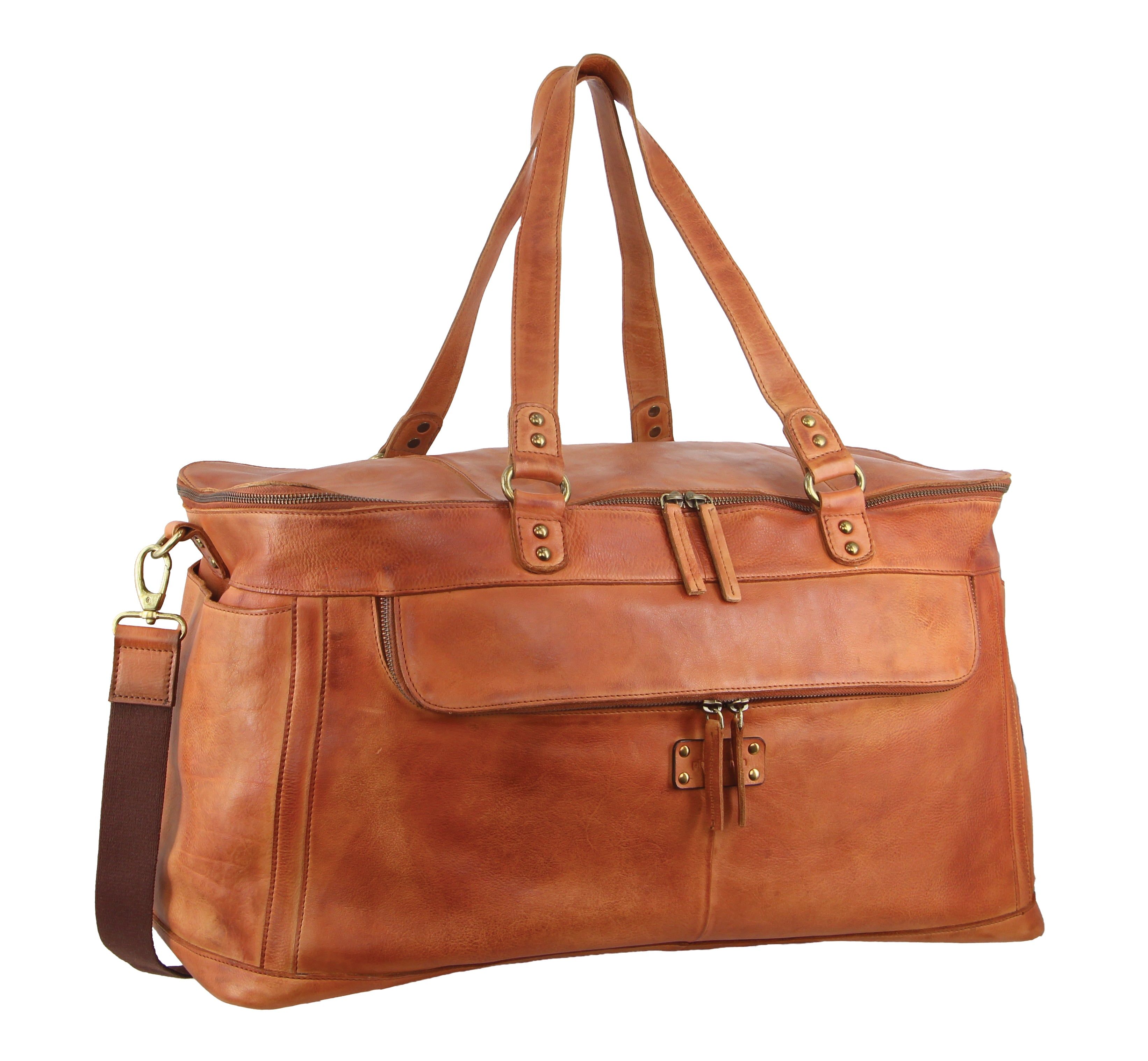 Overnight Bags Pierre Cardin Burnished Leather Multi-Compartment Overnight Bag Hombre Marrones | WXHC-04369