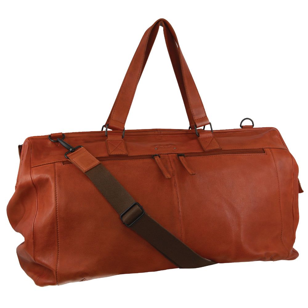 Overnight Bags Pierre Cardin Rustic Leather Overnight Bag Hombre Marrones | GDVC-71604