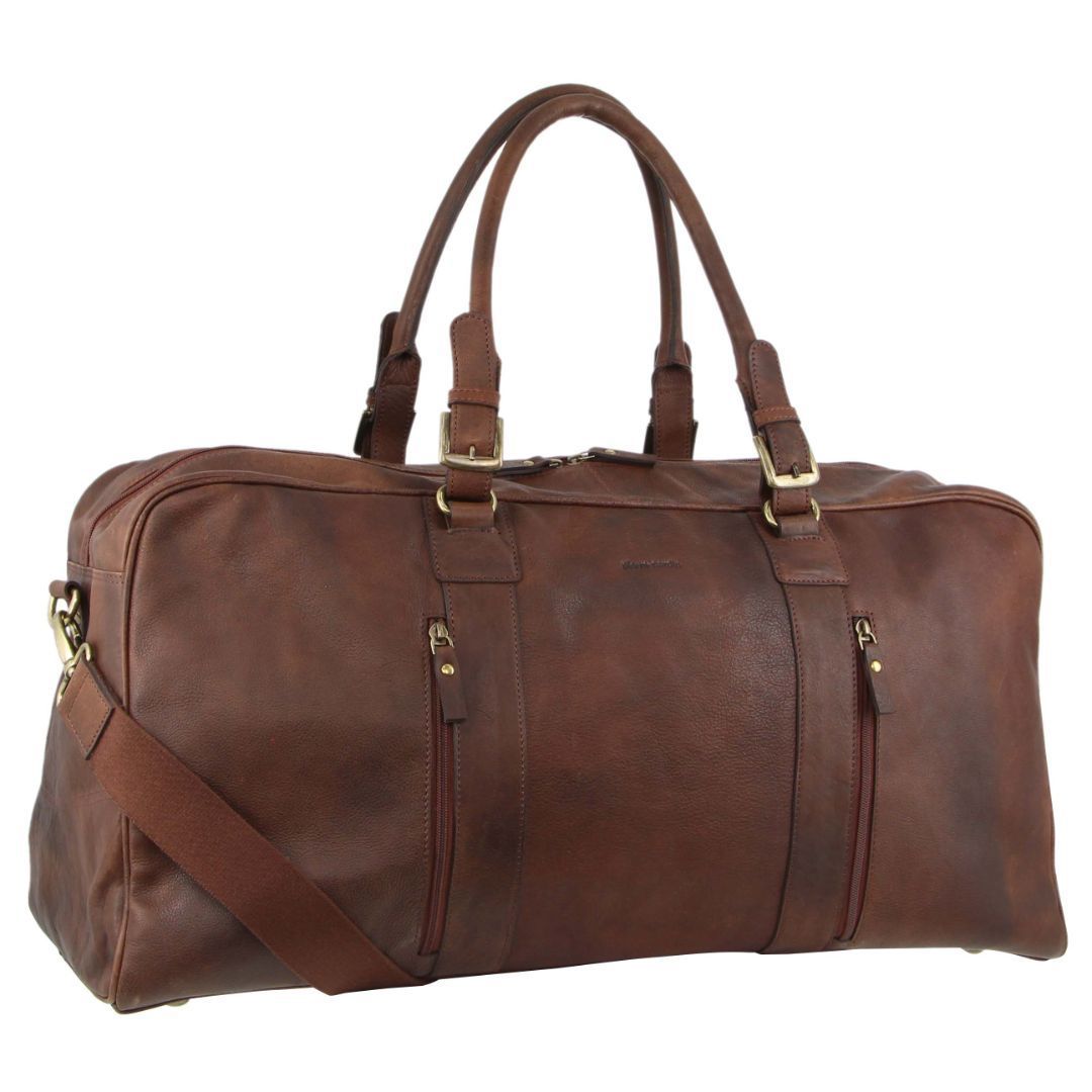 Overnight Bags Pierre Cardin Rustic Leather Business Overnight Bag Hombre Chocolate | QHIB-68140