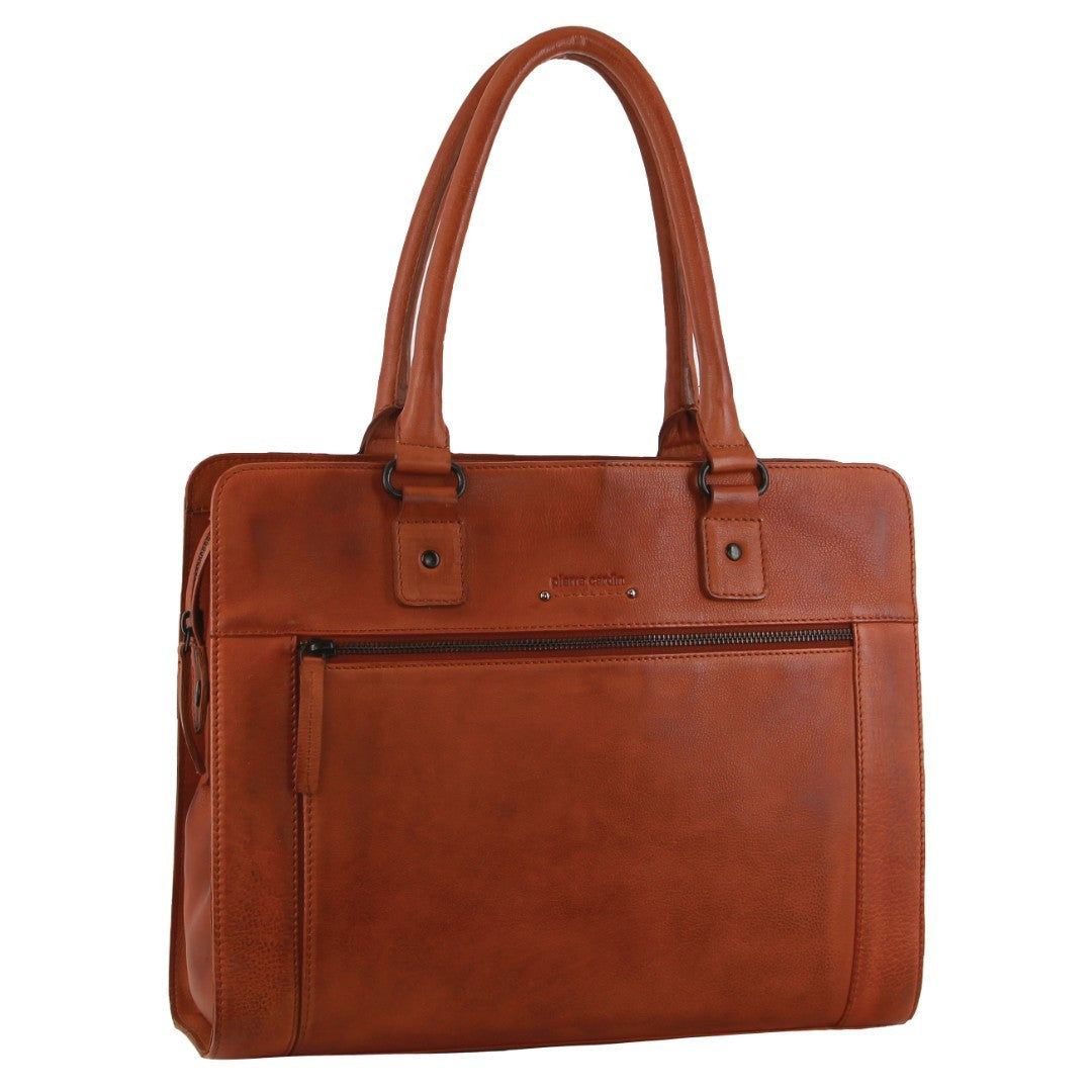 Portátil Pierre Cardin Leather Computer Tote Bag Travel Marrones | ESUW-39125