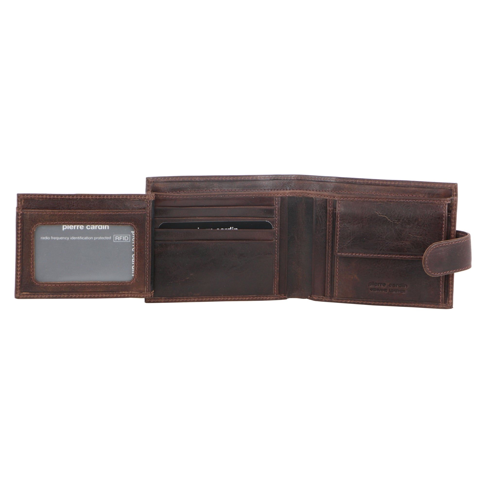 Tab Wallets Pierre Cardin Italian Leather Tab Wallet Hombre Chocolate | OSAE-47859