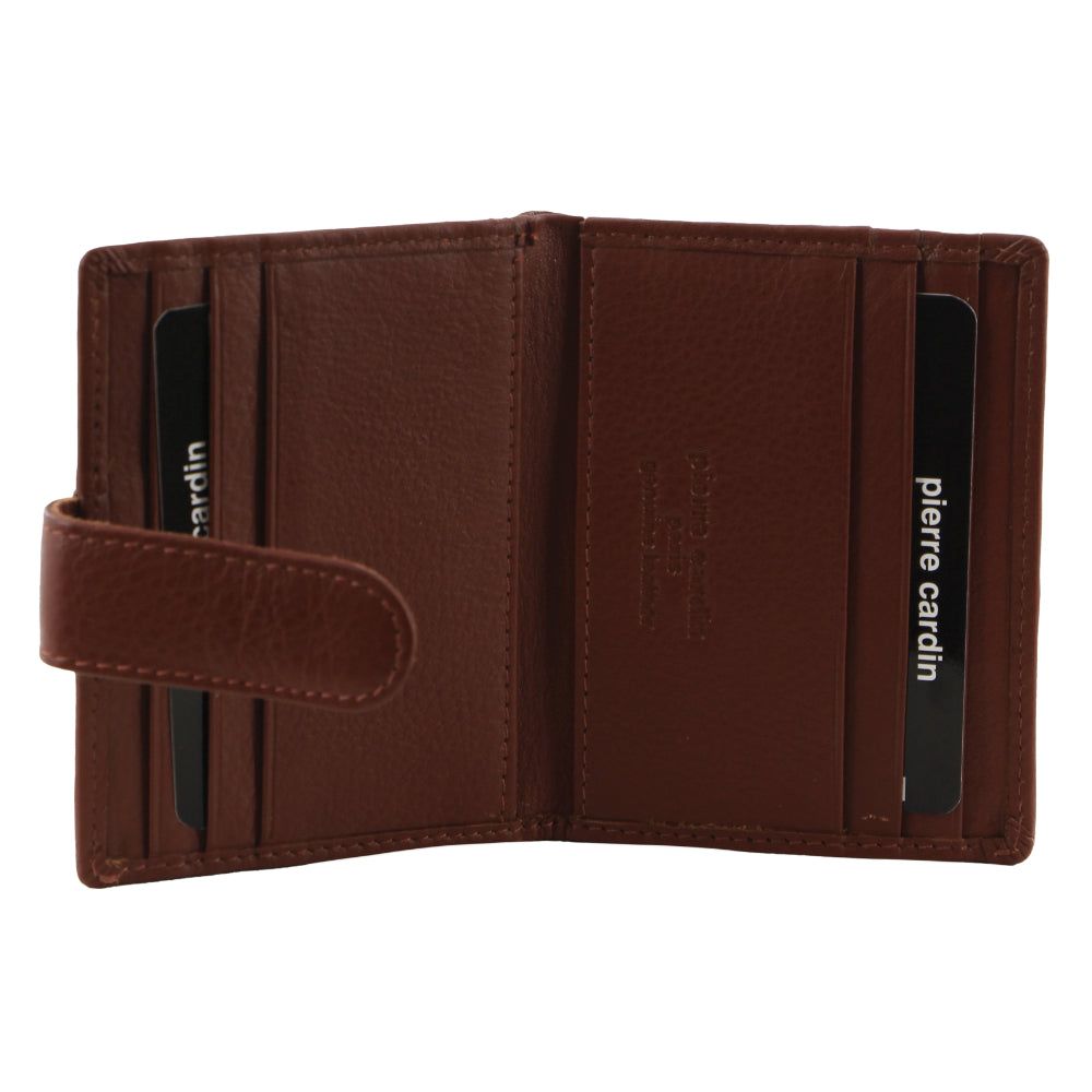 Tab Wallets Pierre Cardin Leather Bi-Fold Card Holder Wallet Hombre Marrones | XAVU-97156