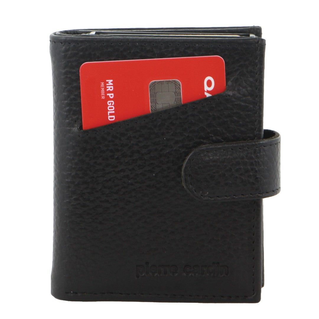 Tab Wallets Pierre Cardin Leather Smart Slide Card Holder Tab Wallet Hombre Negras | AMIH-72456