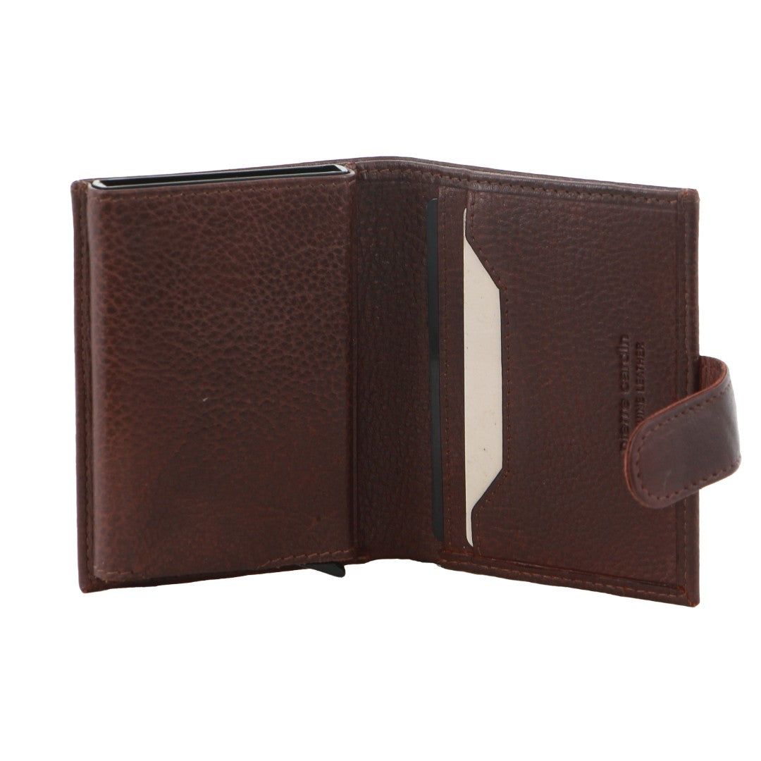 Tab Wallets Pierre Cardin Leather Smart Slide Card Holder Tab Wallet Hombre Marrones | AKSH-69183