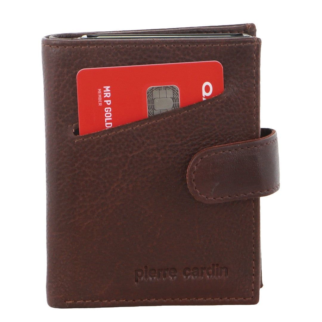 Tab Wallets Pierre Cardin Leather Smart Slide Card Holder Tab Wallet Hombre Marrones | AKSH-69183