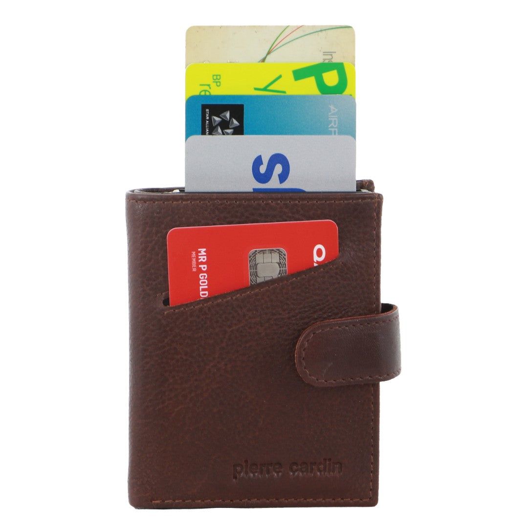 Tab Wallets Pierre Cardin Leather Smart Slide Card Holder Tab Wallet Hombre Marrones | AKSH-69183