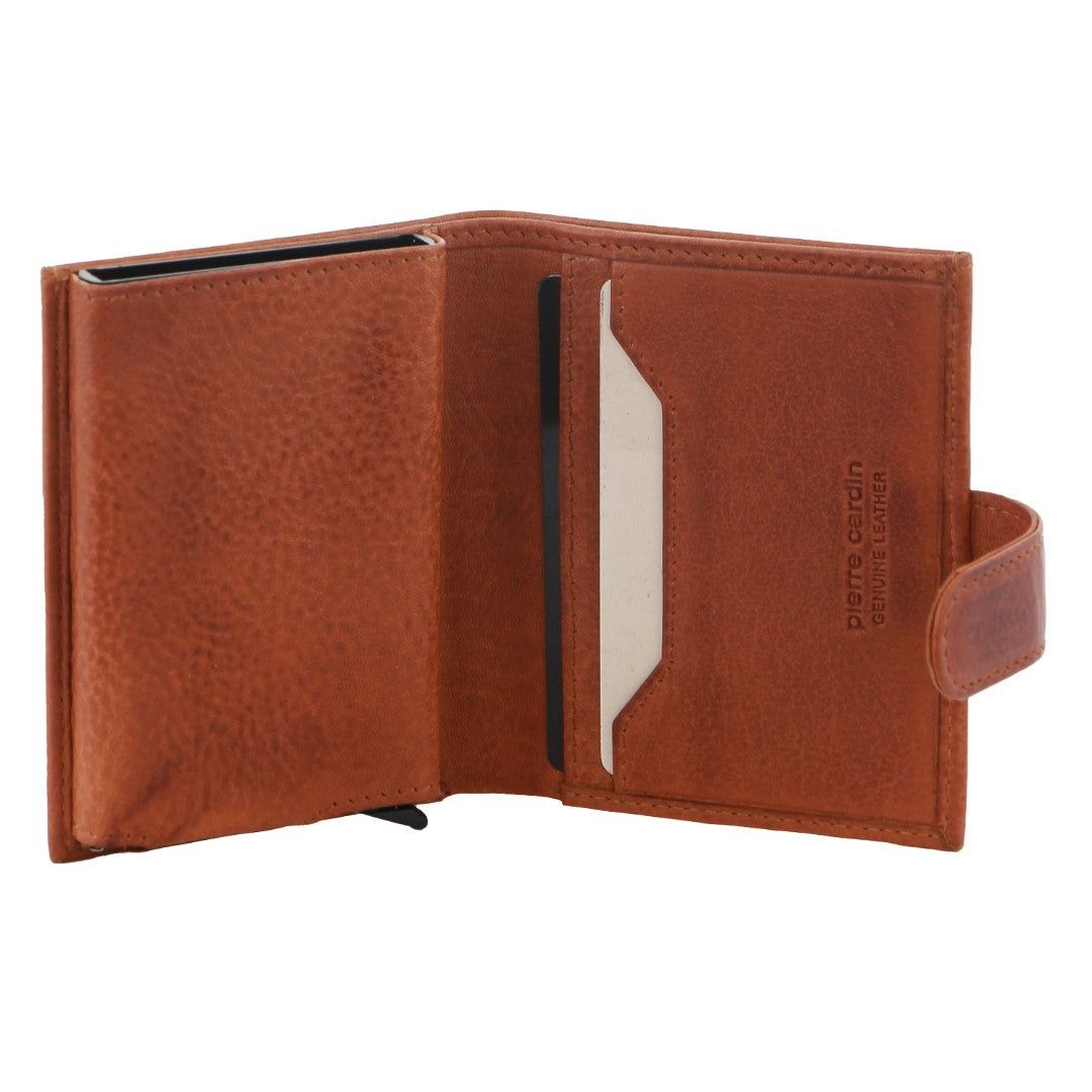 Tab Wallets Pierre Cardin Leather Smart Slide Card Holder Tab Wallet Hombre Marrones | KOFJ-19834