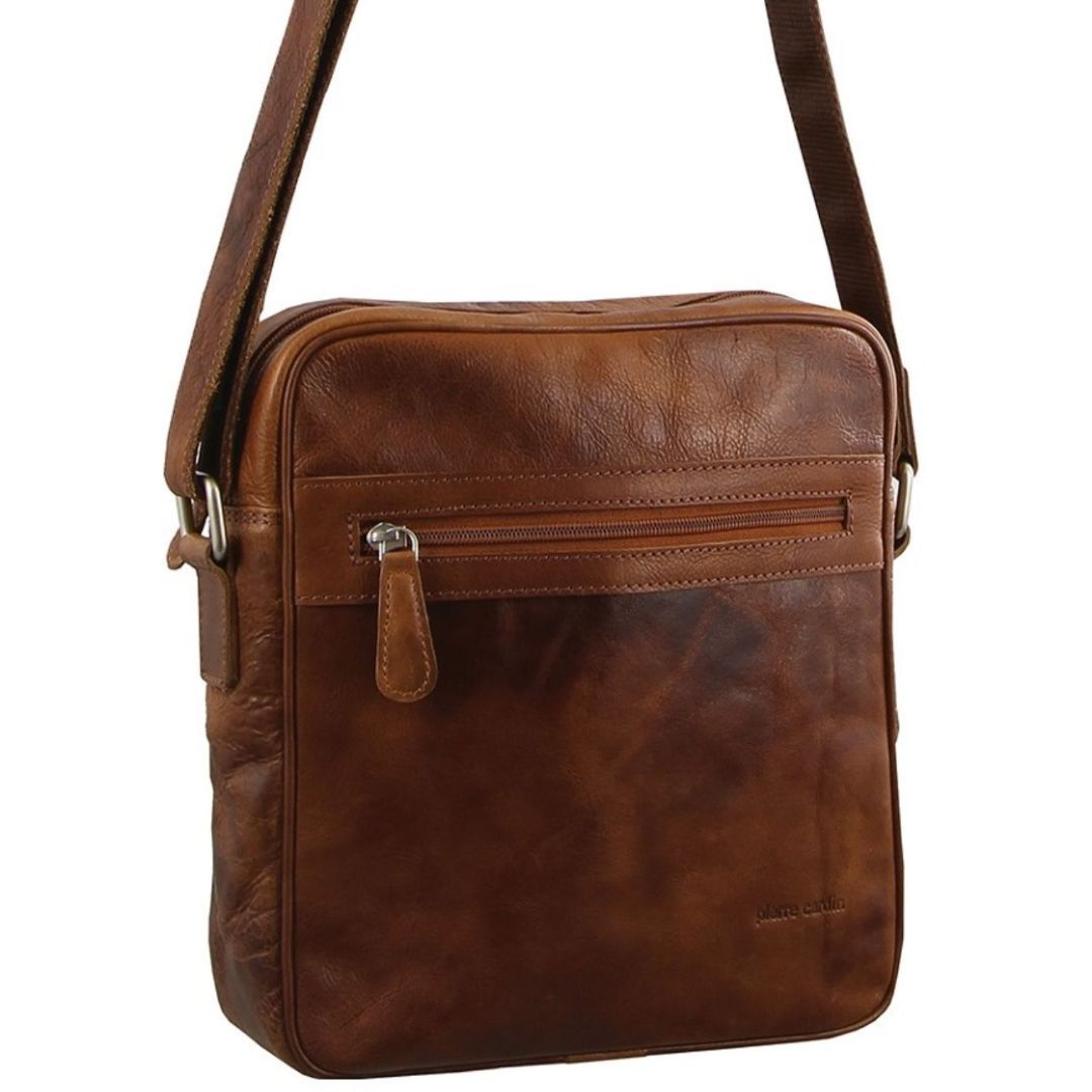 Tablet Bags Pierre Cardin Rustic Leather iPad Bag Hombre Marrones | IPWL-64178