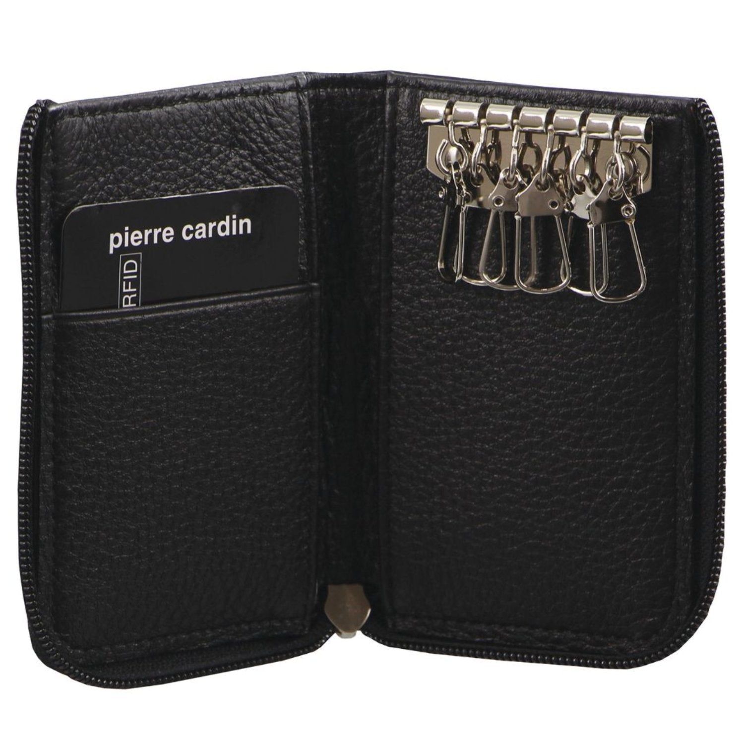 Tarjeteros Pierre Cardin Italian Leather Key + Credit Card Holder Hombre Negras | AIFB-51273