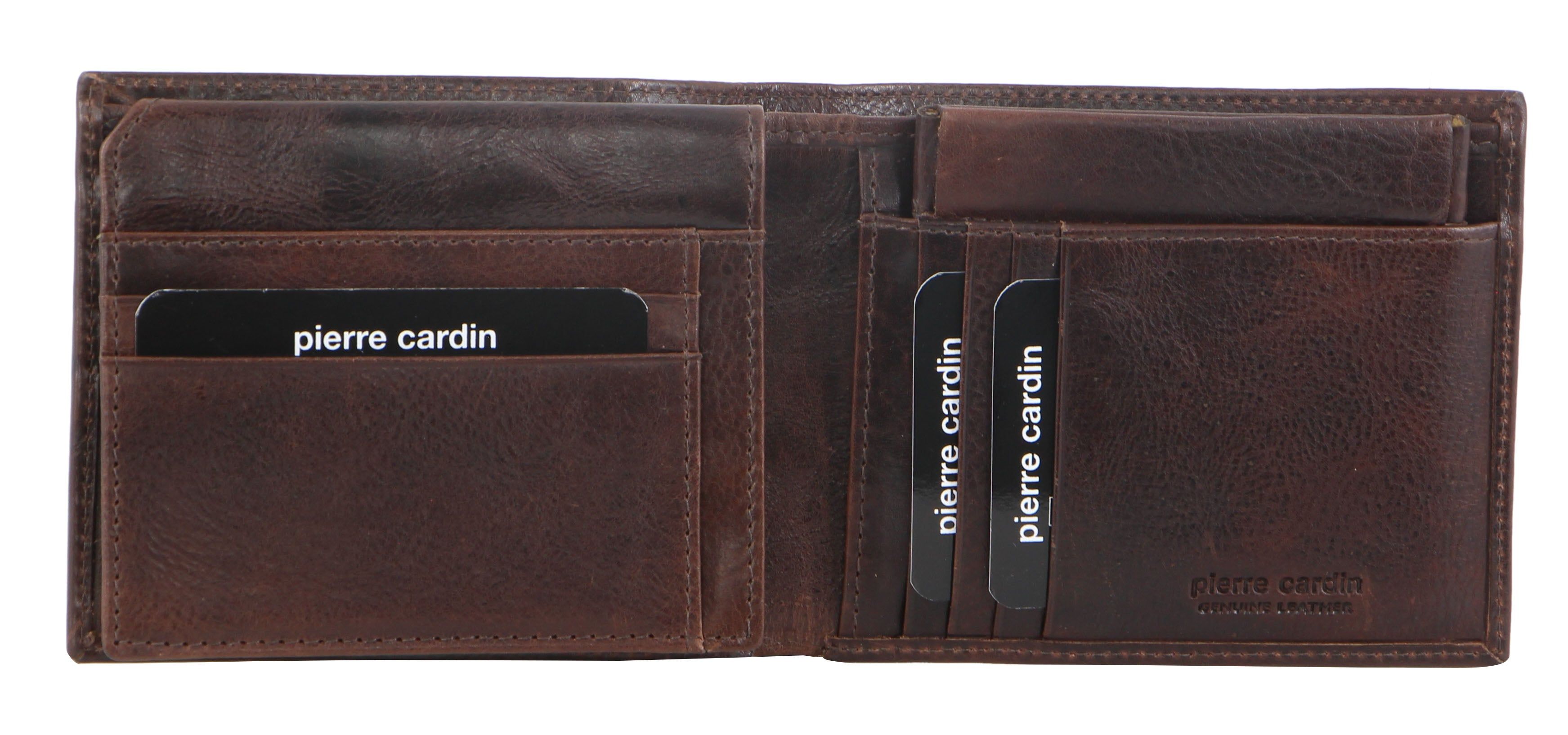 Tarjeteros Pierre Cardin Italian Leather Wallet Card Holder Hombre Chocolate | RDPU-17643