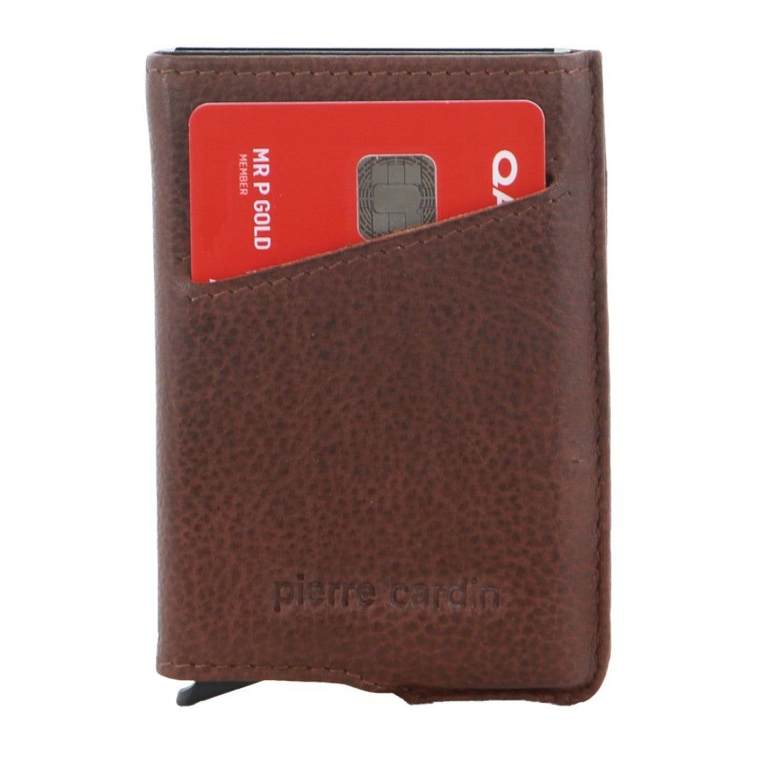 Tarjeteros Pierre Cardin Leather Smart Slide Card Holder Tab Wallet Hombre Marrones | FSTP-38715