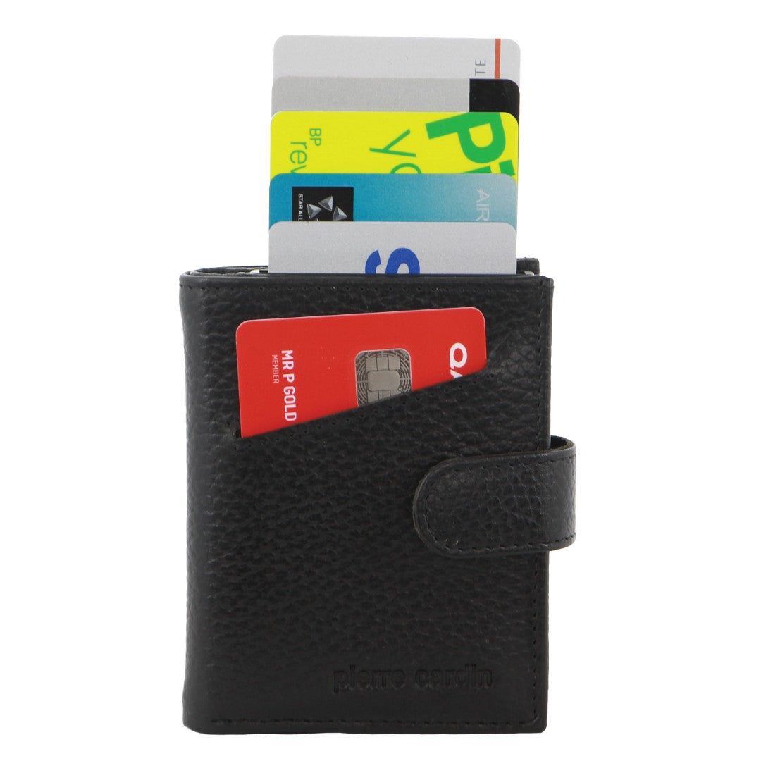 Tarjeteros Pierre Cardin Leather Smart Slide Card Holder Tab Wallet Hombre Negras | MRUV-08946